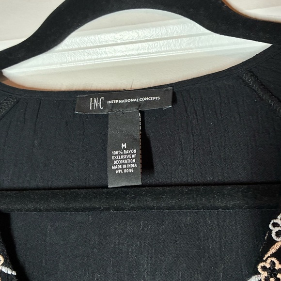 INC International Concepts | Boho Bell-Sleeve Blouse with Floral Embroidery Sz M - Picture 3 of 4
